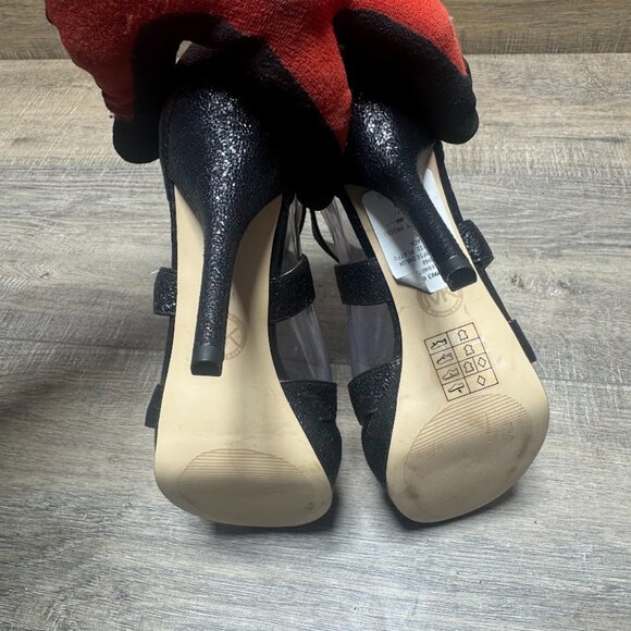 Michael Kors Evia Platform Sparkle Leather Open Toe Heels Women's Size 7.5 - Picture 4 of 7